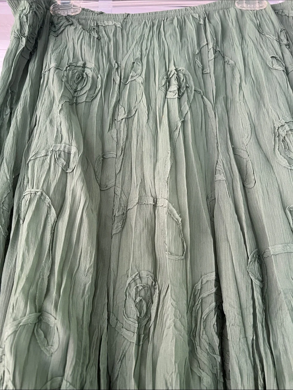 RAFAEL Sage Green Ruffle-Trim Jacket with Matching Skirt